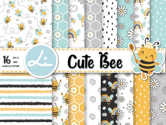 Download Cute Bees Digital Papers - Digital papers Collection