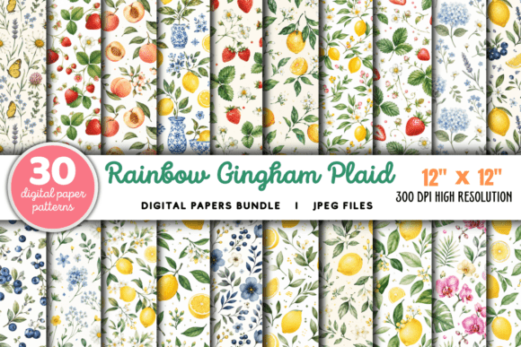 Download Rainbow Gingham Plaid Digital Papers - Digital papers Collection