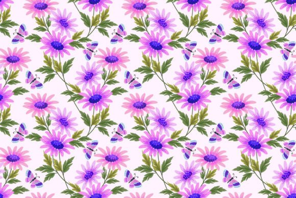 Download Pink Flowers with Green Leaf Pattern. - Ink Collection