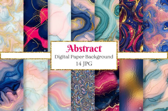 Download Blue, Pink &amp; Gold Abstract Backgrounds - Ink Collection