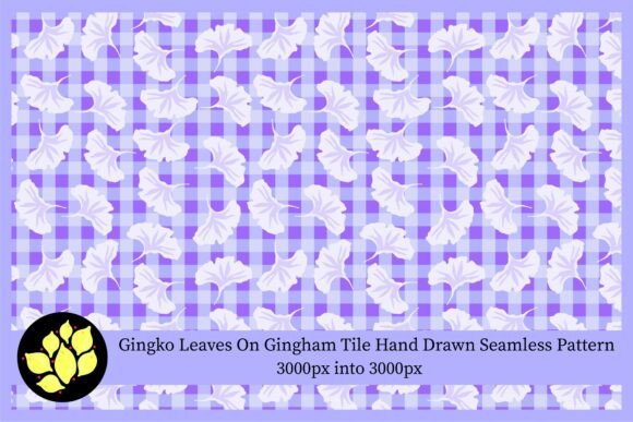 Download Lilac Gingham Ginkgo Leaves Pattern - Ink Collection