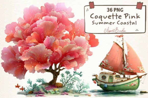 Download Coquette Pink Summer Coastal Whimsical - Ink Collection