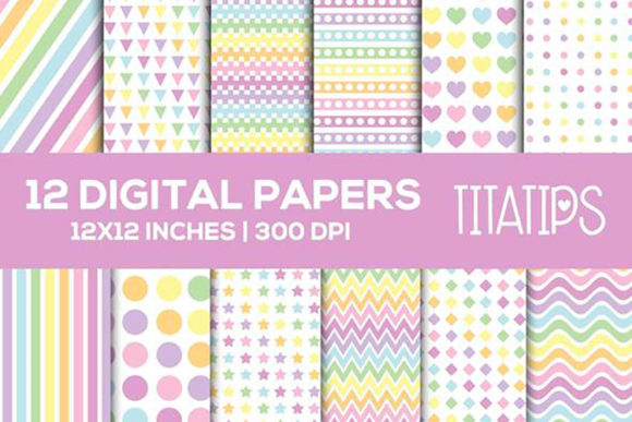 Download Pastel Rainbow Digital Papers Set - Digital papers Collection