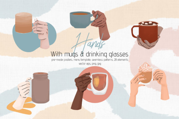 Download Hands with Mugs &amp; Drinking Glasses - Ink Collection