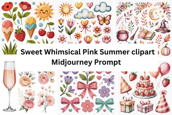 Download Sweet Whimsical Pink Summer Clipart - Ink Collection