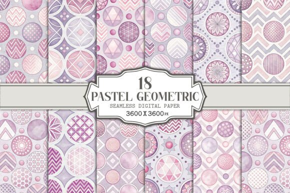 Download Pastel Geometric Seamless Pattern Bundle - Pastel geometric Collection