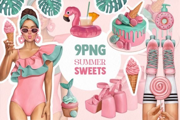 Download Pink Summer Sweets Png Illustr,stickers - Ink Collection
