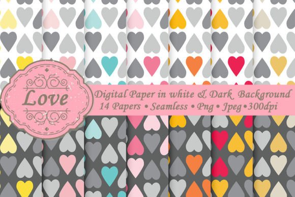 Download 14 Love Digital Paper Background - Love Collection