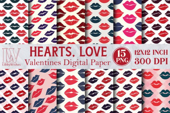 Download Kisses, XOXO, Love Digital Paper - Love Collection