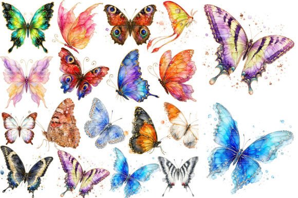 Download Alcohol Ink Butterfly Clipart Bundle - Ink Collection