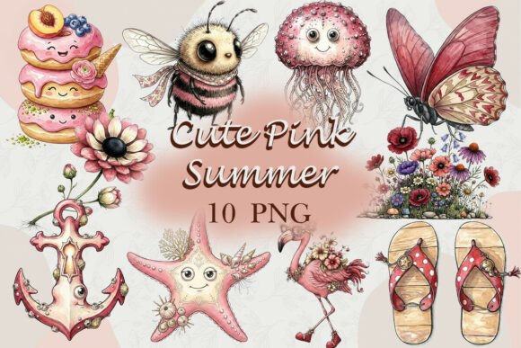Download Cute Pink Summer Clipart PNG - Ink Collection