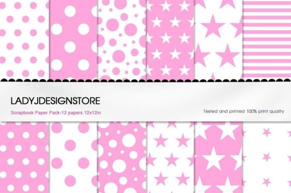 Download Baby Pink Pastel Dots Stars Stripes - Ink Collection