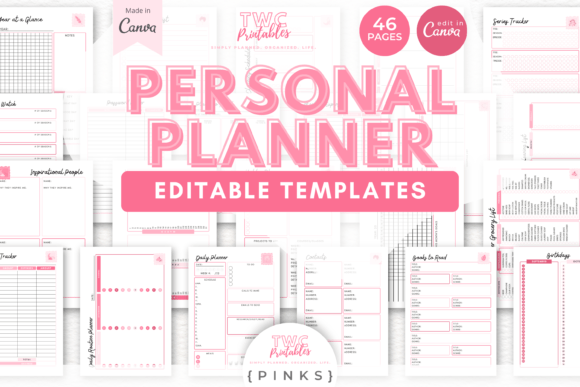 Download Personal Planner Canva Templates | PINKS - Ink Collection