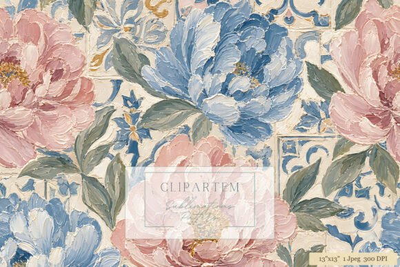 Download Blue Pink Peony Tile Floral Pattern - Ink Collection