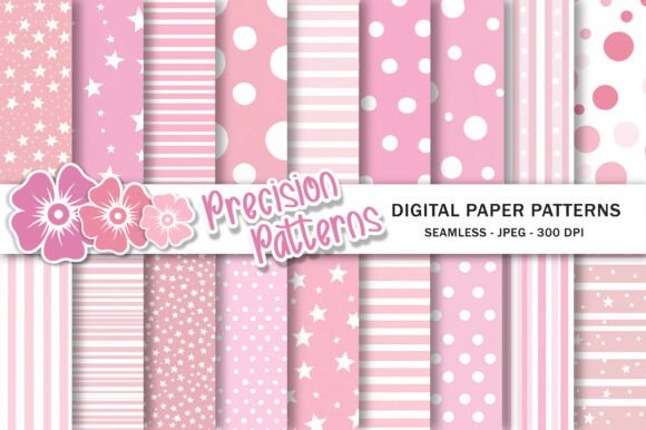 Download Baby Pink Pastel Dots Stars Stripes - Ink Collection