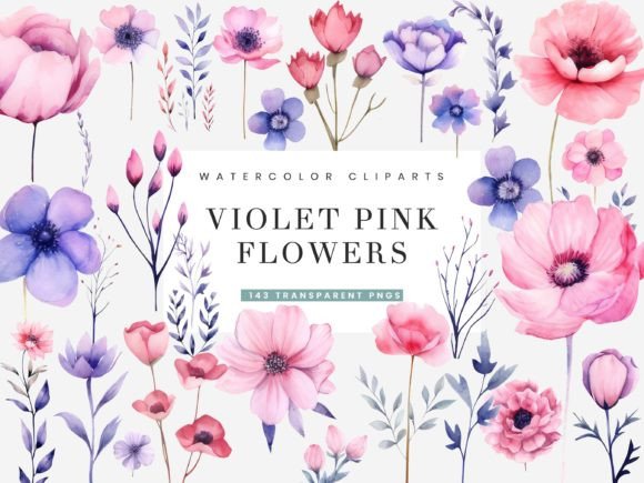 Download Violet Pink Purple Flowers Clipart - Ink Collection