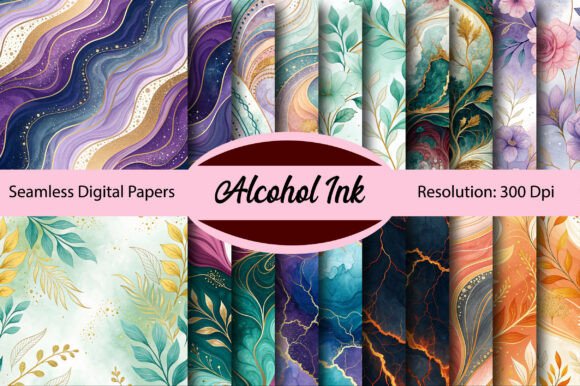 Download Alcohol Ink Seamless Digital Paper - Ink Collection