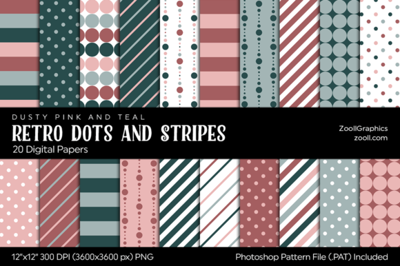 Download Retro Dots and Stripes Digital Papers - Digital papers Collection
