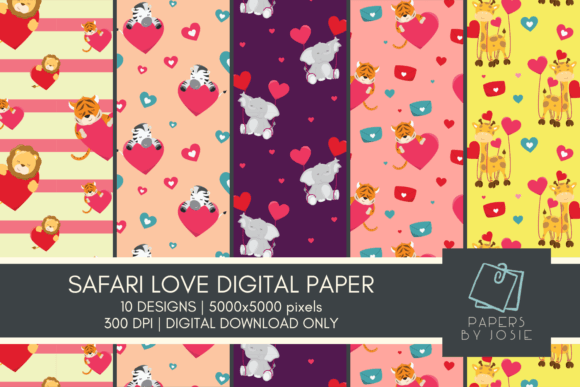 Download Safari Animal in Love Digital Paper - Love Collection