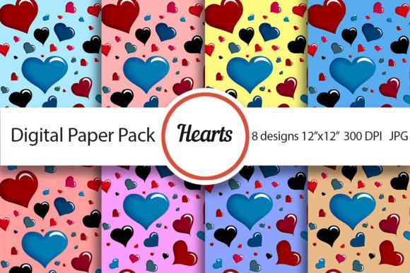 Download Heart Pattern, Love Digital Paper Pack - Love Collection
