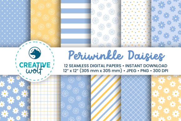 Download Periwinkle Daisies Digital Paper Set - Ink Collection