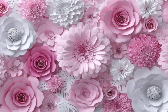 Download 3D Paper Flower Pink White Background - Ink Collection