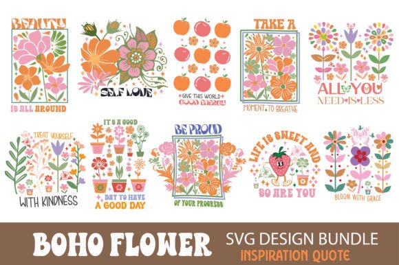 Download Boho Flower Inspiration Quote SVG Bundle - Boho flower Collection