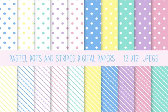Download Pastel Dots and Stripes Digital Papers - Digital papers Collection