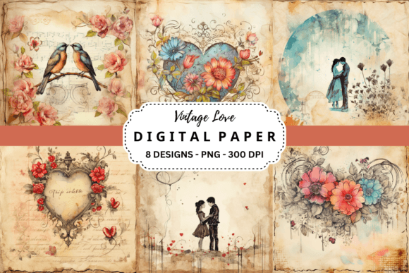 Download Vintage Love Digital Paper - Love Collection