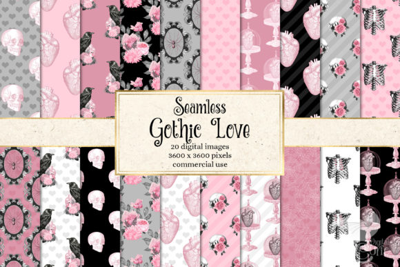 Download Gothic Love Digital Paper - Love Collection