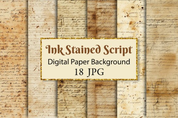 Download Ink Stained Script Junk Journal Paper - Ink Collection