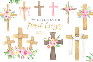 Download Watercolor Easter Floral Crosses - Crosses Collection