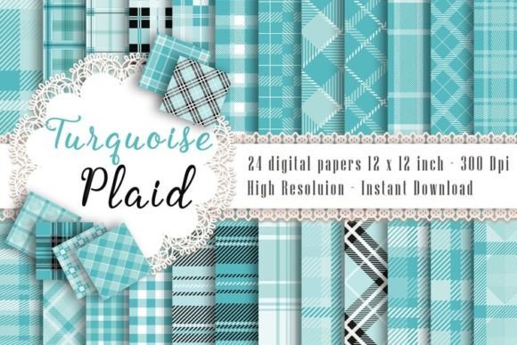 Download Turquoise Plaid Digital Papers - Digital papers Collection
