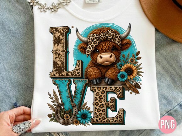 Download Western Highland Cow Love Sunflower PNG - Love Collection