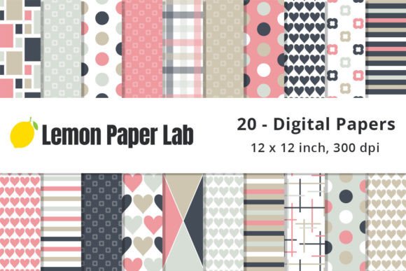 Download Pink and Navy Digital Scrapbook Paper - Ink Collection