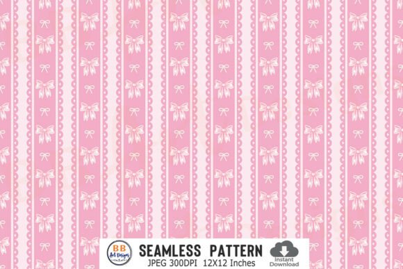 Download Coquette Pink Bow Stripes Pattern Paper - Ink Collection