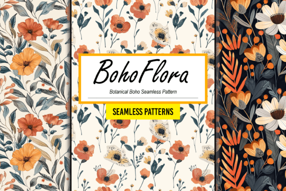 Download Botanical Boho Flower Seamless Pattern - Boho flower Collection