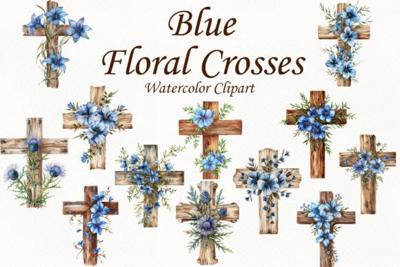 Download Blue Floral Crosses Clipart - Crosses Collection