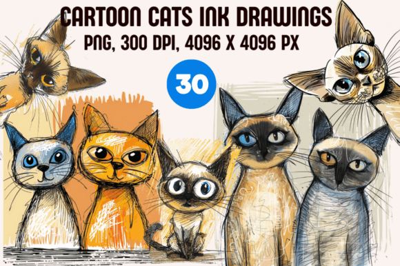 Download Cartoon Cats Ink Drawings - Ink Collection
