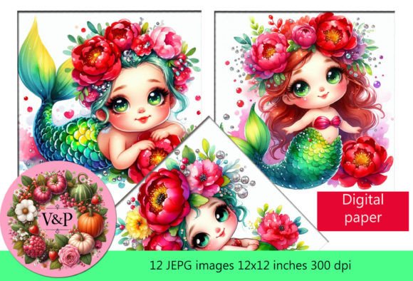 Download Cute Mermaid Alcohol Ink Digital Paper - Ink Collection