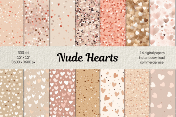 Download Valentines Nude Hearts Digital Papers - Digital papers Collection