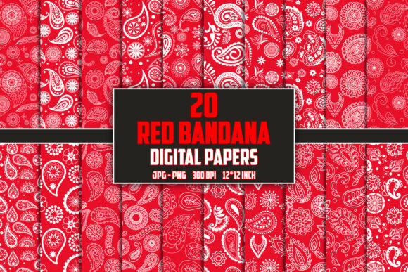 Download Red Bandana Paisley Digital Papers - Digital papers Collection