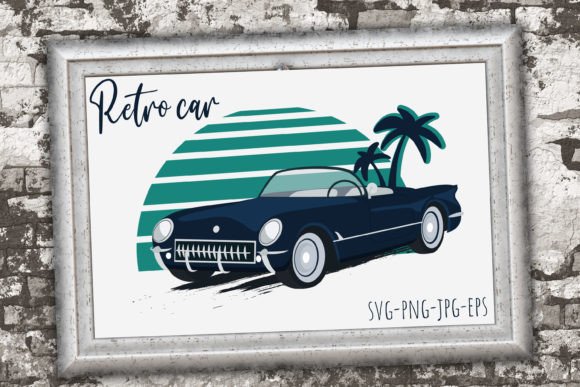 Download Retro Car at Sunset and Palms Design - Palms Collection