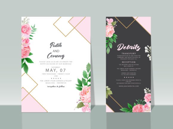 Download Beautiful Pink Roses Wedding Invitations - Ink Collection