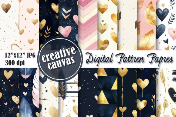 Download Cute Heart &amp; Love Digital Paper Bundle - Love Collection
