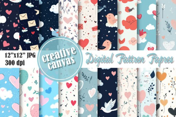 Download Valentine Heart &amp; Love Digital Paper - Love Collection