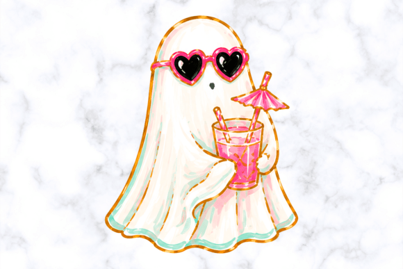 Download Pink Summer Ghost Cocktail Clipart - Ink Collection