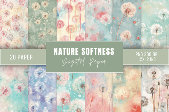 Download Pastel Dandelions Digital Papers Bundle - Digital papers Collection