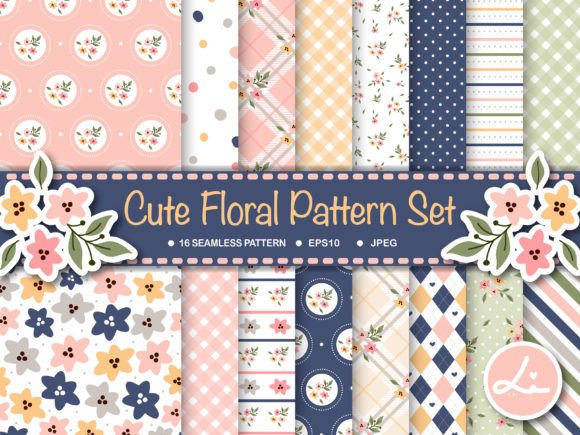 Download Cute Floral Digital Papers Set - Digital papers Collection